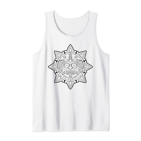 Aztec Sun Gifts Tops - Aztec Sun Stone Aztec Sun Symbol Mayan Sun Symbol Tank Top